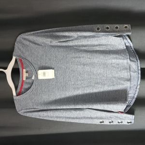 Retrology Blue and White Stripe Long Sleeve Top Small